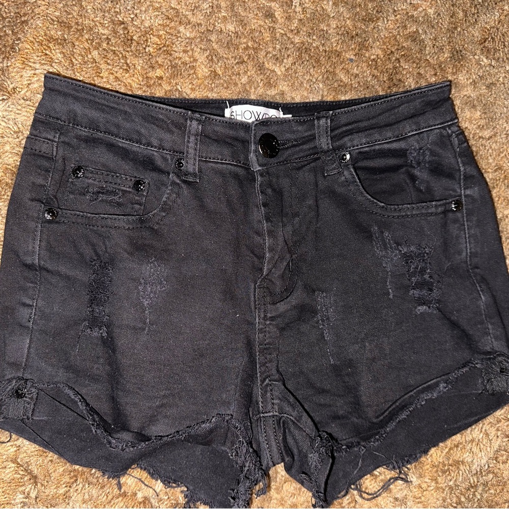 Showpo Black Distressed Jean Shorts